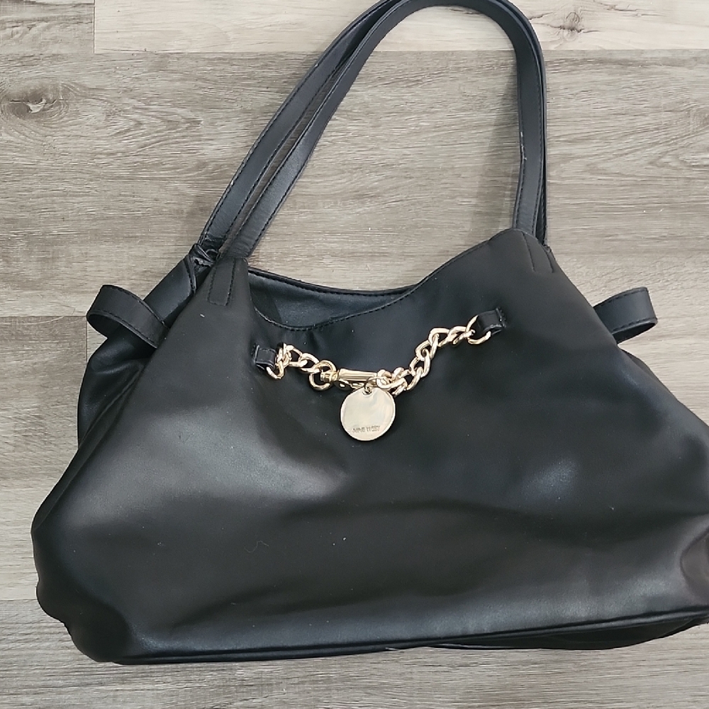 Nine West Black Shoulder Bag with Gold Chain